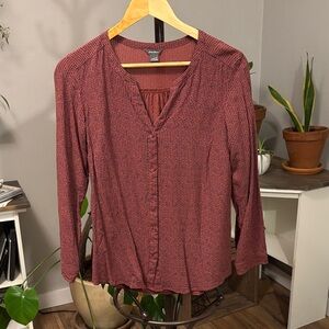 Eddie Bauer Maroon Button-Up Blouse